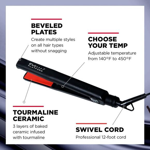 FHI Heat Platform Tourmaline Ceramic Professional Hair Styling Iron 1 1/4" Inch - Picture 3 of 7